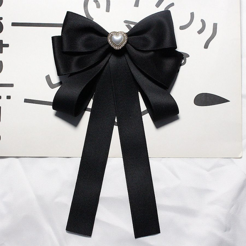 Kikilips naiste Chaneli stiilis suur lips mustast matt pärlist, sobituspaelaga, naiste kolledži stiilis aksessuaarid, pross