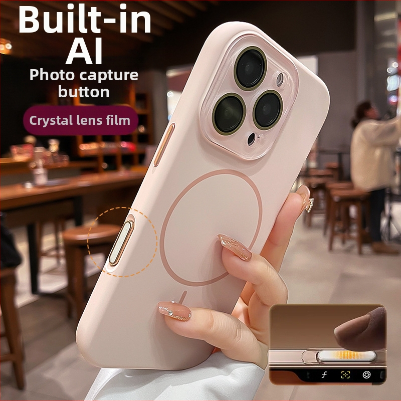 Kevad- ja suveuue peene rõngaga magnetiline imemiskinnitus Apple 16 Promax vedelsilikoonist 15 telefoniümbrisele koos kilega.