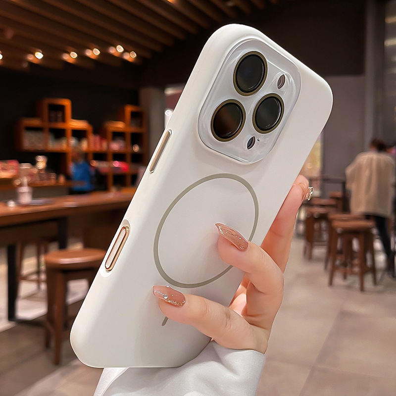 Kevad- ja suveuue peene rõngaga magnetiline imemiskinnitus Apple 16 Promax vedelsilikoonist 15 telefoniümbrisele koos kilega.