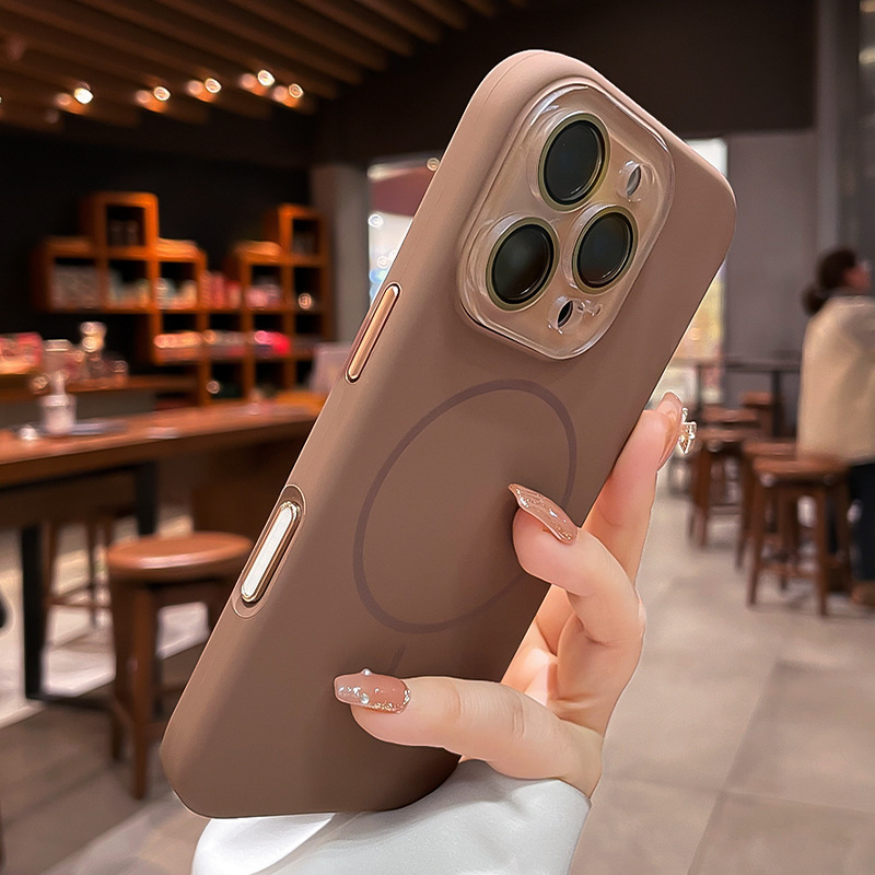 Kevad- ja suveuue peene rõngaga magnetiline imemiskinnitus Apple 16 Promax vedelsilikoonist 15 telefoniümbrisele koos kilega.