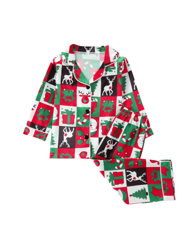 Uus 1615 leegiaeglustav jõulukoomiksimustriga trükitud koduriiete laste pikkade varrukatega pükste pidžaamade konditsioneeriga riidekomplekt