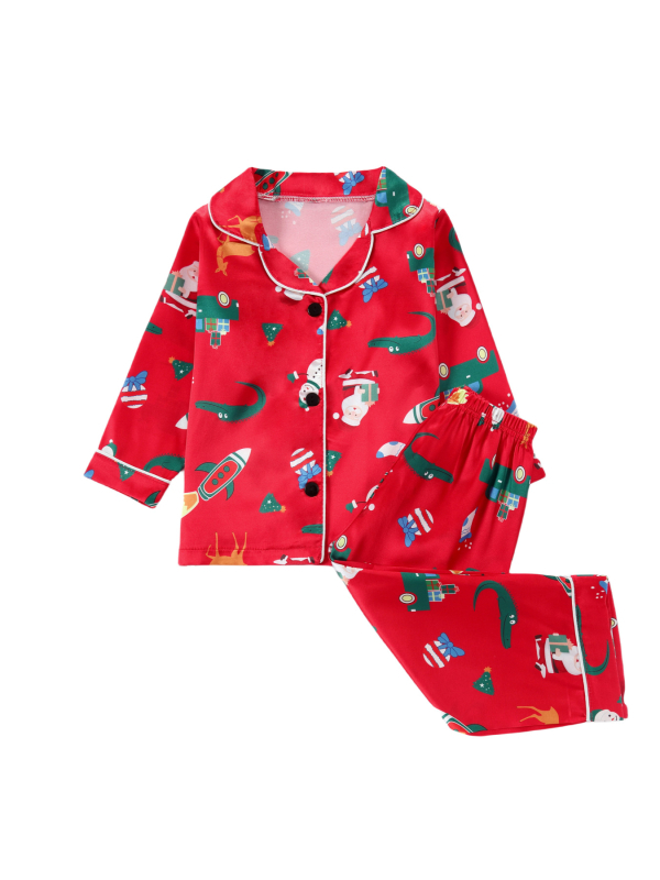 Uus 1615 leegiaeglustav jõulukoomiksimustriga trükitud koduriiete laste pikkade varrukatega pükste pidžaamade konditsioneeriga riidekomplekt