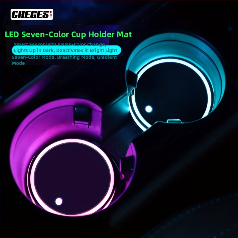 Auto helendav värviline LED-tassimatt libisemiskindla matiga helendav auto automaatne induktsioondekoratiivne atmosfäärivalgus