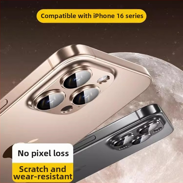 Fólia na objektív Apple 16Promax pre iPhone 16 a zadnú nálepku na kameru s kovovým krúžkom na objektív, plnú kryciu fóliu