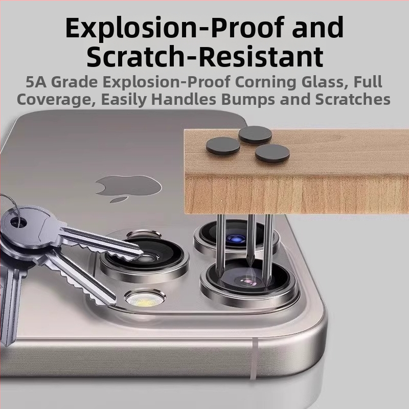 Fólia na objektív Apple 16Promax pre iPhone 16 a zadnú nálepku na kameru s kovovým krúžkom na objektív, plnú kryciu fóliu