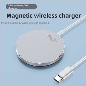 Piiriülene juhtmevaba laadija magnetilise imemiskinnitusega Magsafe 15W kiirlaadimine sobib alumiiniumsulamist kestaga mobiiltelefonidele ja kelladele juhtmevaba laadimine