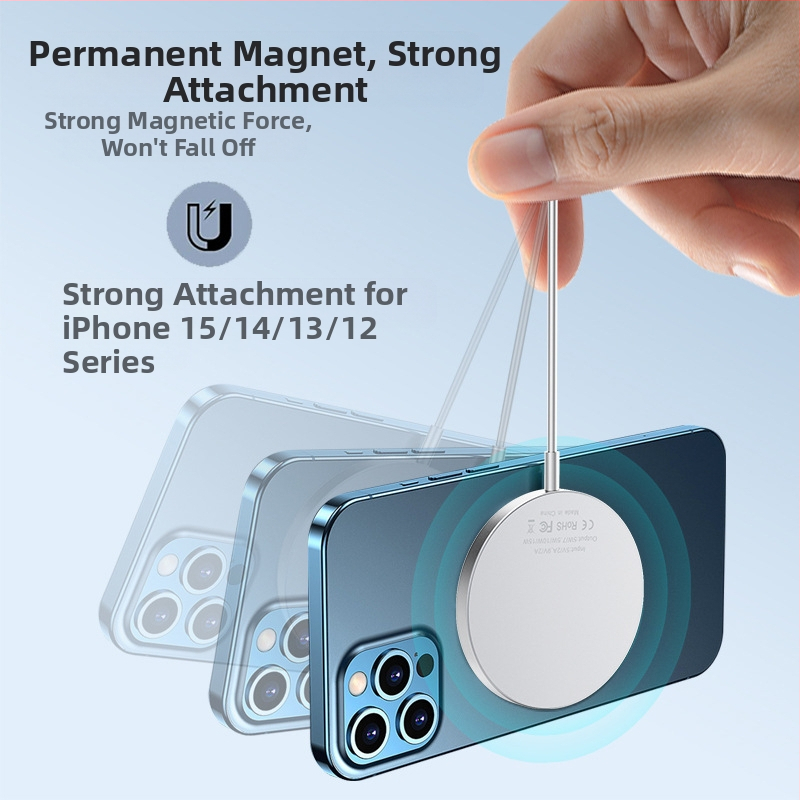 Bezdrôtová nabíjačka CrossBorder s magnetickým prísavným systémom MagSafe 15W, rýchle nabíjanie, vhodná pre mobilné telefóny a hodinky z hliníkovej zliatiny, bezdrôtové nabíjanie