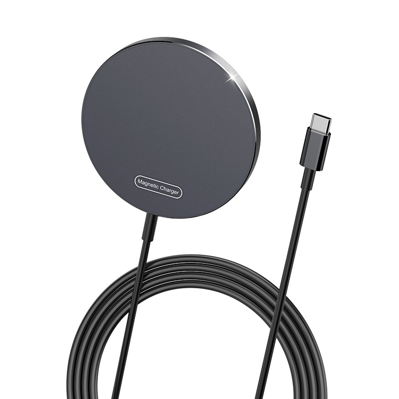 Piiriülene juhtmevaba laadija magnetilise imemiskinnitusega Magsafe 15W kiirlaadimine sobib alumiiniumsulamist kestaga mobiiltelefonidele ja kelladele juhtmevaba laadimine