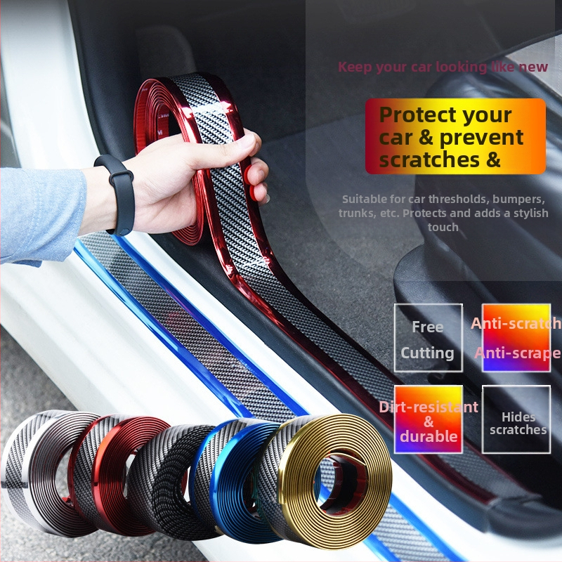 Auto lävepaku kaitseriba pedaalile, universaalne süsinikkiust kaitseriba, ukse serva kokkupõrkevastane plaaster tehasest