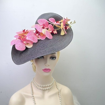 Libliklillega suure äärega õlgkübar naistele Amazon 1920. aastate väike müts, džokiklubi kokteilipeo tipptasemel bankettmüts