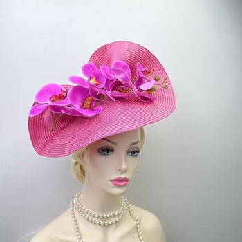 Libliklillega suure äärega õlgkübar naistele Amazon 1920. aastate väike müts, džokiklubi kokteilipeo tipptasemel bankettmüts