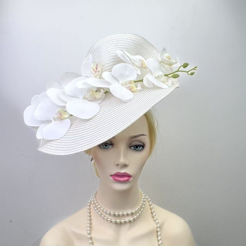 Libliklillega suure äärega õlgkübar naistele Amazon 1920. aastate väike müts, džokiklubi kokteilipeo tipptasemel bankettmüts