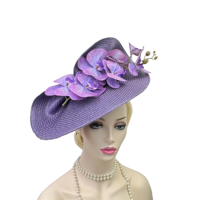 Libliklillega suure äärega õlgkübar naistele Amazon 1920. aastate väike müts, džokiklubi kokteilipeo tipptasemel bankettmüts