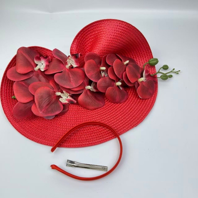 Libliklillega suure äärega õlgkübar naistele Amazon 1920. aastate väike müts, džokiklubi kokteilipeo tipptasemel bankettmüts