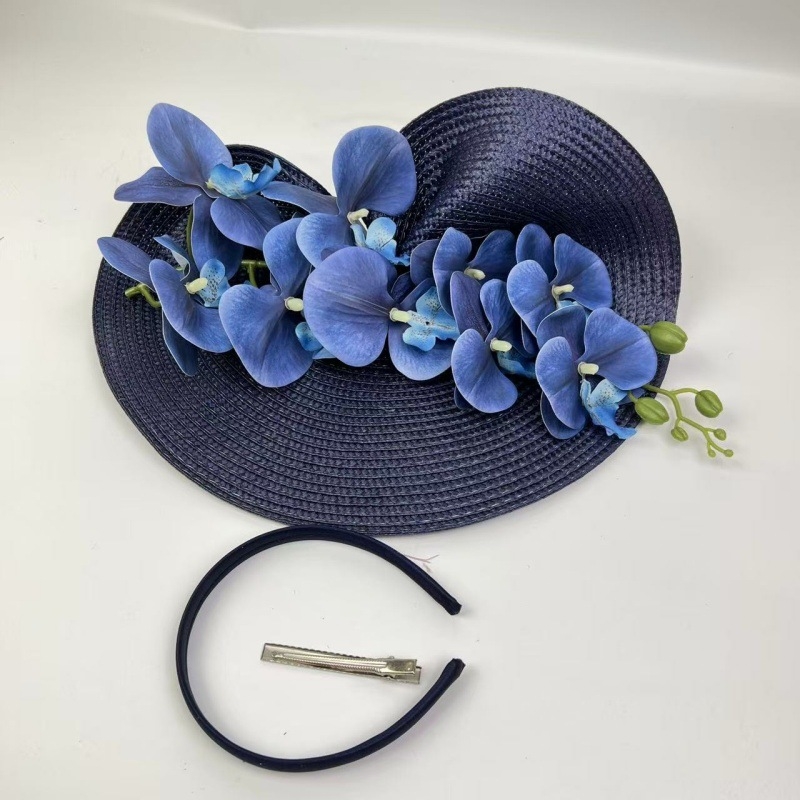 Libliklillega suure äärega õlgkübar naistele Amazon 1920. aastate väike müts, džokiklubi kokteilipeo tipptasemel bankettmüts