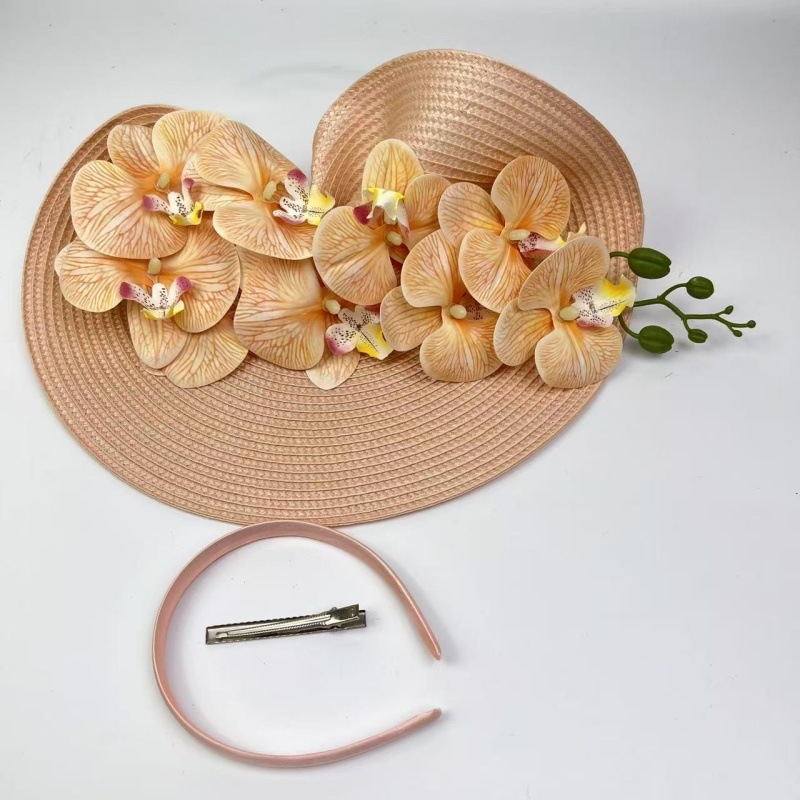 Libliklillega suure äärega õlgkübar naistele Amazon 1920. aastate väike müts, džokiklubi kokteilipeo tipptasemel bankettmüts