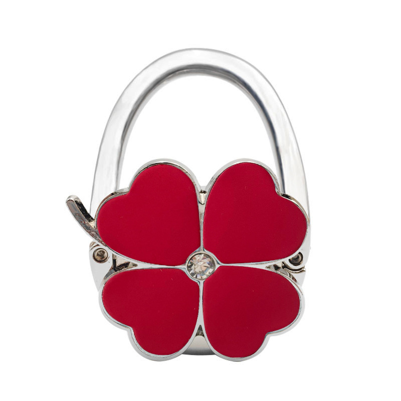 Loominguline õnneliku rohuga kokkupandav kotikonks, kaasaskantav neljaleheline ristik puhtast nahast laua küljeriputi naiste käekotikoti konks