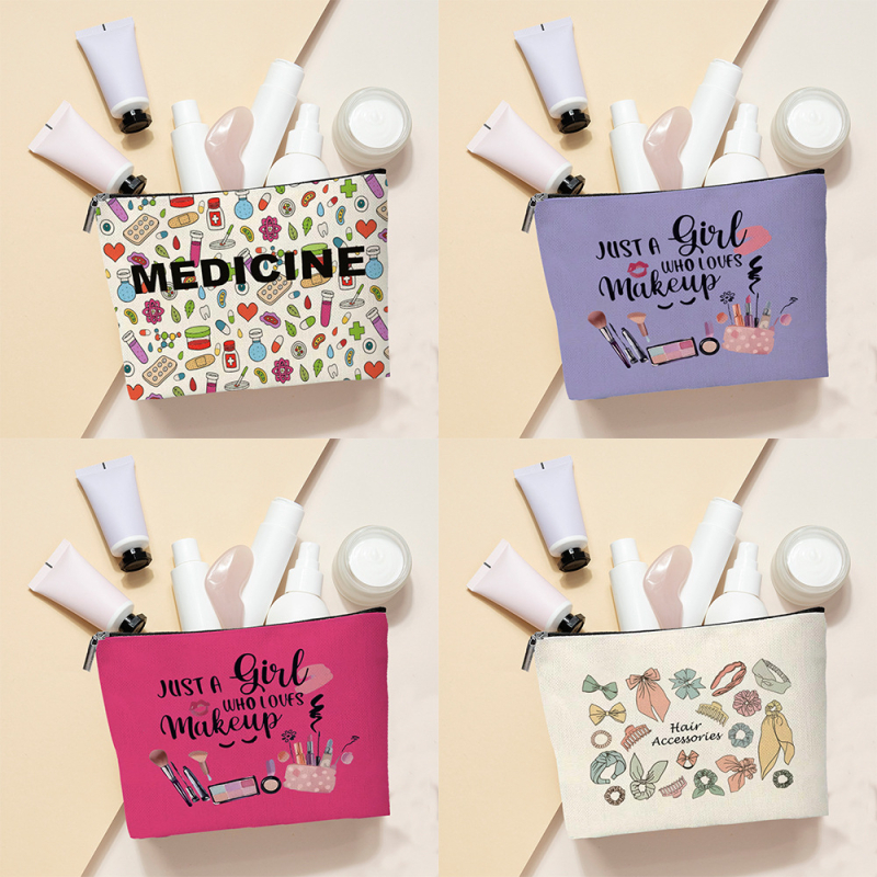Geantă cosmetică cu taste și note de pian chic cu tematică de asistentă medicală, ușoară și durabilă, geantă de depozitare din poliester cu fermoar și muzician