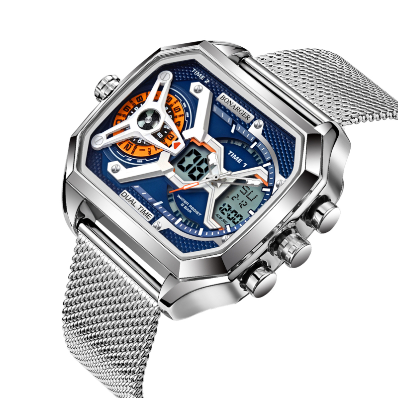 Euroopa ja Ameerika populaarne suure numbriga õõneskell meeste moesuund multifunktsionaalne spordiüliõpilaste veekindel elektrooniline kell