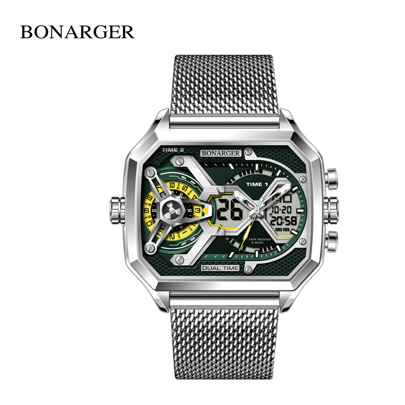 Euroopa ja Ameerika populaarne suure numbriga õõneskell meeste moesuund multifunktsionaalne spordiüliõpilaste veekindel elektrooniline kell