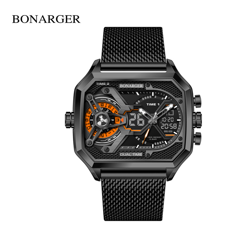 Euroopa ja Ameerika populaarne suure numbriga õõneskell meeste moesuund multifunktsionaalne spordiüliõpilaste veekindel elektrooniline kell