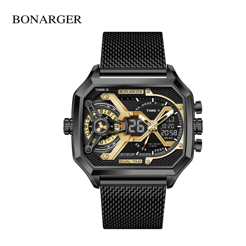 Euroopa ja Ameerika populaarne suure numbriga õõneskell meeste moesuund multifunktsionaalne spordiüliõpilaste veekindel elektrooniline kell