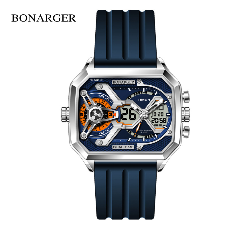 Euroopa ja Ameerika populaarne suure numbriga õõneskell meeste moesuund multifunktsionaalne spordiüliõpilaste veekindel elektrooniline kell