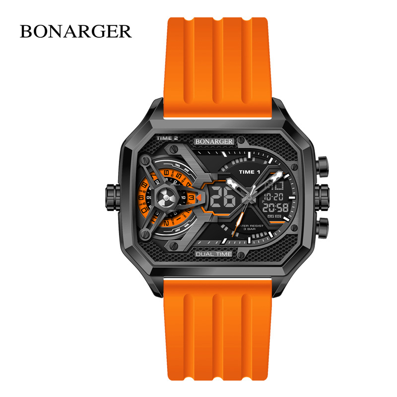 Euroopa ja Ameerika populaarne suure numbriga õõneskell meeste moesuund multifunktsionaalne spordiüliõpilaste veekindel elektrooniline kell