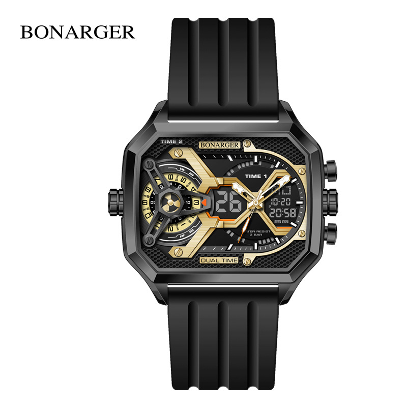 Euroopa ja Ameerika populaarne suure numbriga õõneskell meeste moesuund multifunktsionaalne spordiüliõpilaste veekindel elektrooniline kell