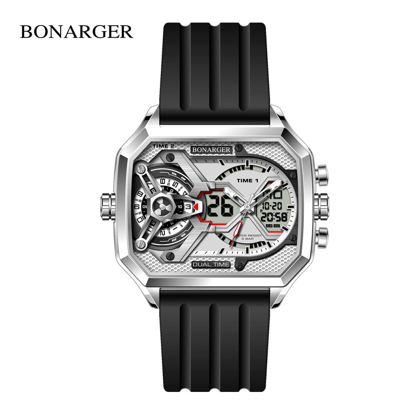 Euroopa ja Ameerika populaarne suure numbriga õõneskell meeste moesuund multifunktsionaalne spordiüliõpilaste veekindel elektrooniline kell