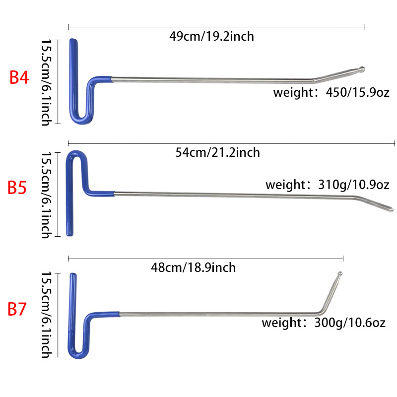 Ülemise varda ülikond auto lehtmetalli mõlkide parandamise tööriist ülikond muhkude jälje auk kang autoremondi värvivaba tööriist