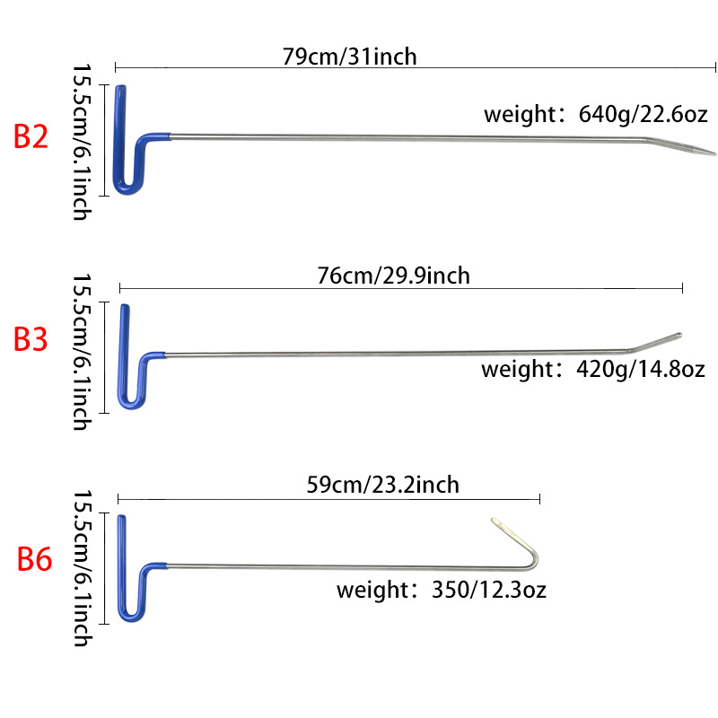 Ülemise varda ülikond auto lehtmetalli mõlkide parandamise tööriist ülikond muhkude jälje auk kang autoremondi värvivaba tööriist