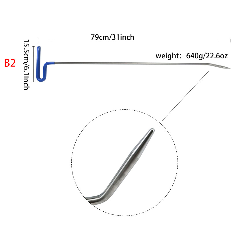Ülemise varda ülikond auto lehtmetalli mõlkide parandamise tööriist ülikond muhkude jälje auk kang autoremondi värvivaba tööriist