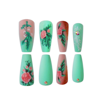 Piiriüleselt müüdavad balletitüüpi kunstküüned keskmise pikkusega taimse lillemustriga kantavad küüned eemaldatavad valmistoodete hulgimüük