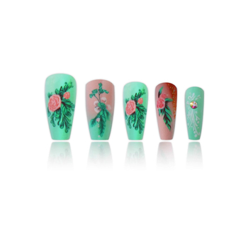 Piiriüleselt müüdavad balletitüüpi kunstküüned keskmise pikkusega taimse lillemustriga kantavad küüned eemaldatavad valmistoodete hulgimüük