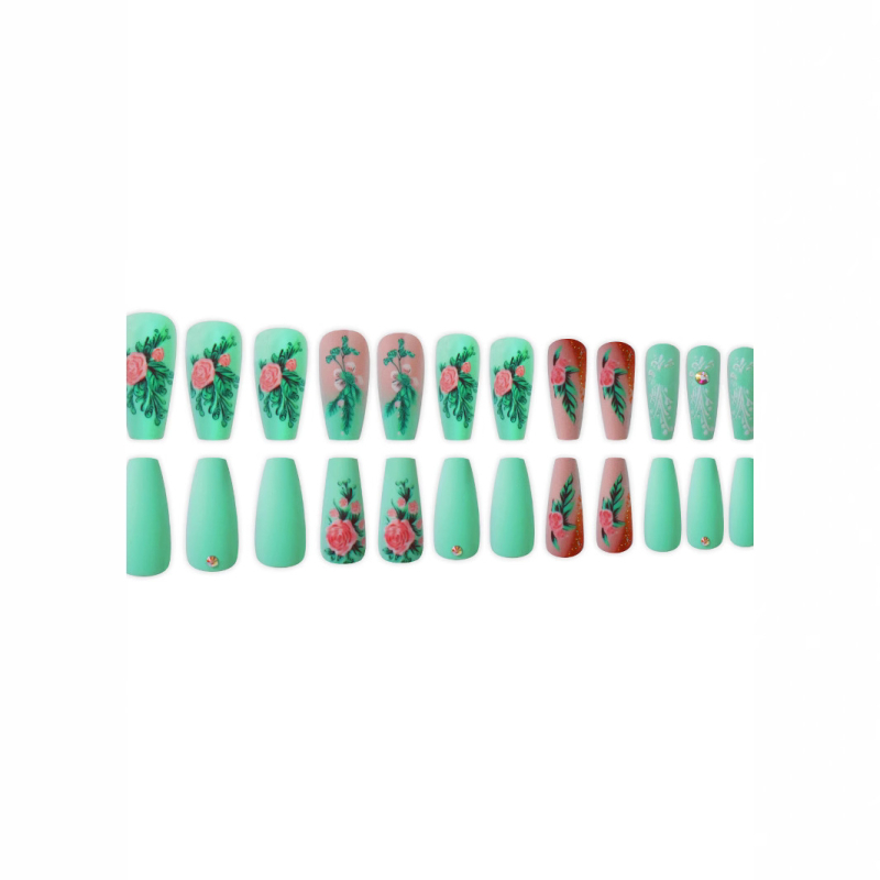 Piiriüleselt müüdavad balletitüüpi kunstküüned keskmise pikkusega taimse lillemustriga kantavad küüned eemaldatavad valmistoodete hulgimüük