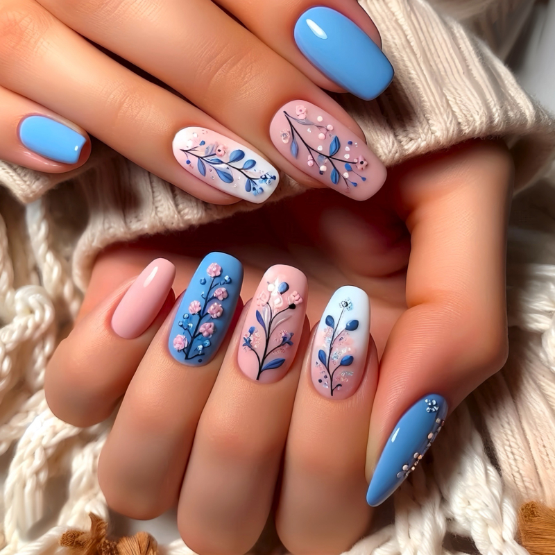 Piiriüleselt müüdavad balletitüüpi kunstküüned keskmise pikkusega taimse lillemustriga kantavad küüned eemaldatavad valmistoodete hulgimüük