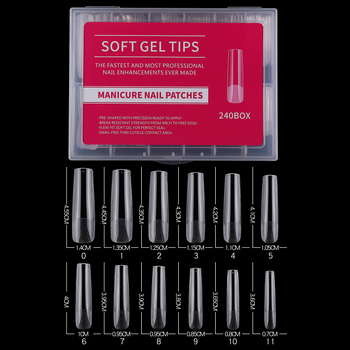 Küüneküüs 240 pikk veepiisakujuline nael läbipaistev matt volditud õmblusteta veetoru trapetsikujuline kunstküüs