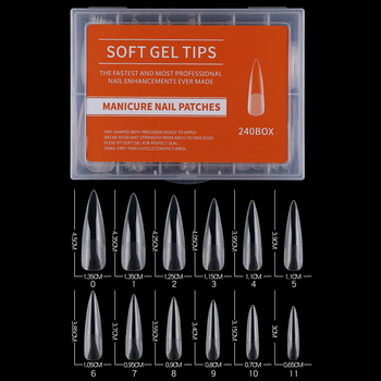 Küüneküüs 240 pikk veepiisakujuline nael läbipaistev matt volditud õmblusteta veetoru trapetsikujuline kunstküüs