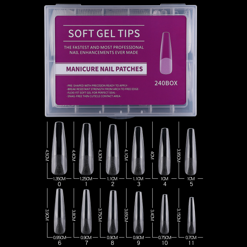 Küüneküüs 240 pikk veepiisakujuline nael läbipaistev matt volditud õmblusteta veetoru trapetsikujuline kunstküüs