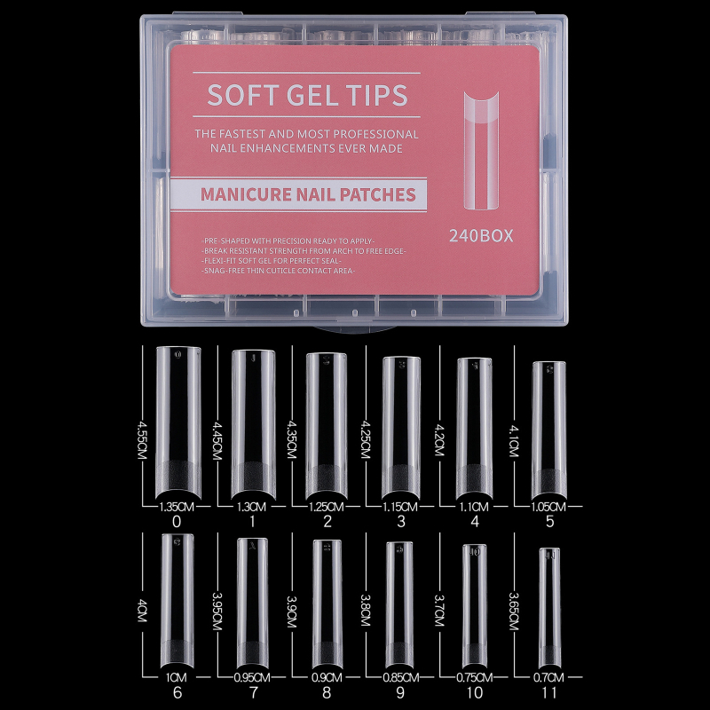 Küüneküüs 240 pikk veepiisakujuline nael läbipaistev matt volditud õmblusteta veetoru trapetsikujuline kunstküüs