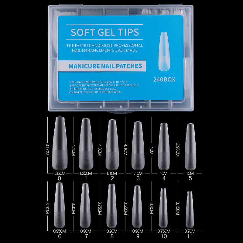 Küüneküüs 240 pikk veepiisakujuline nael läbipaistev matt volditud õmblusteta veetoru trapetsikujuline kunstküüs