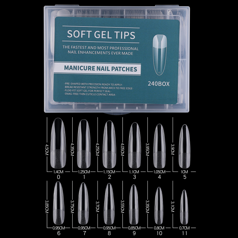 Küüneküüs 240 pikk veepiisakujuline nael läbipaistev matt volditud õmblusteta veetoru trapetsikujuline kunstküüs