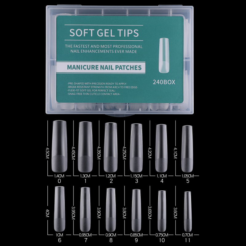 Küüneküüs 240 pikk veepiisakujuline nael läbipaistev matt volditud õmblusteta veetoru trapetsikujuline kunstküüs