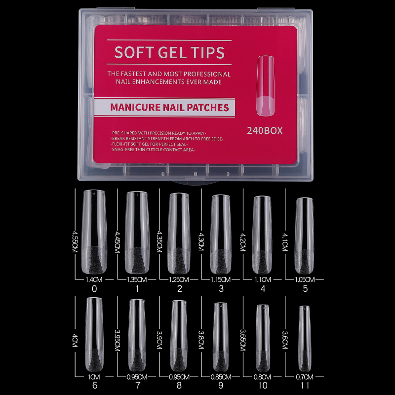 Küüneküüs 240 pikk veepiisakujuline nael läbipaistev matt volditud õmblusteta veetoru trapetsikujuline kunstküüs