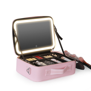 Kosmeetikakott peegli ja tulega Suure mahutavusega nahahooldustooted Kosmeetikatoodete hoiukarp Kaasaskantav kosmeetikakott
