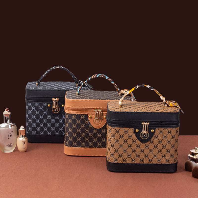 Retro Chanel stiliaus PU buitinis laiškas didelės talpos kosmetikos krepšys kosmetikos laikymo dėžutė nešiojamas lagaminas