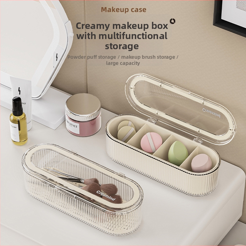 Κουτί αποθήκευσης πινέλων μακιγιάζ, Advanced Sense Powder Puff Brush, Επιτραπέζιο ντύσιμο ομορφιάς με καπάκι, ανθεκτικό στη σκόνη, κουτί με πινέλο φρυδιών