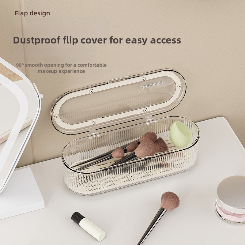 Úložný box na štetce na make-up, pokročilý štetec na labutienky, kozmetický vajíčkový stolný box s vekom, prachotesný box na štetce na obočie