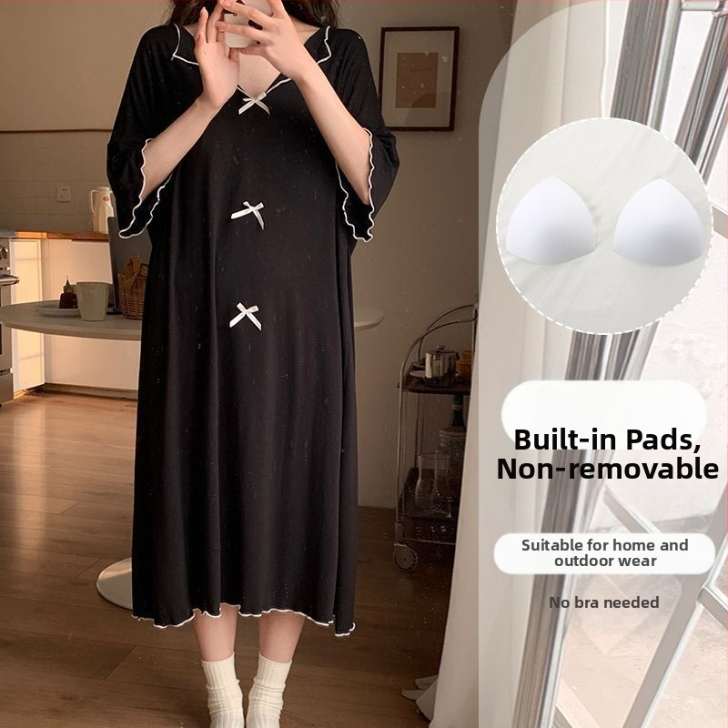 Naiste suvine modaalne jääsiidist seljata lühikeste varrukatega öösärk rinnapatjadega, seksikas ja kantav lahtine koduriietus